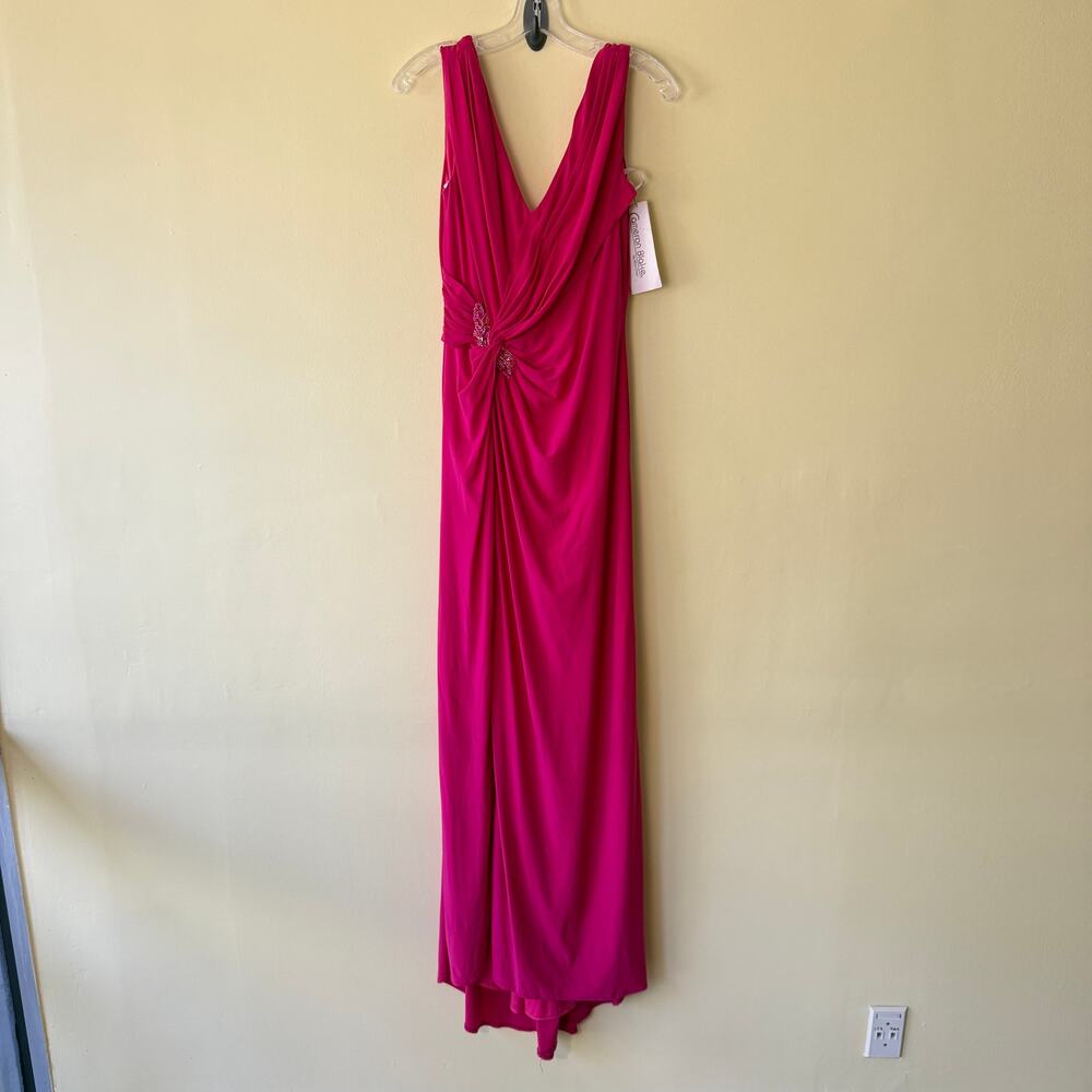 Cameron Blake by Mon Cheri Fuchsia Drape Gown with Ruched Waist Size 8